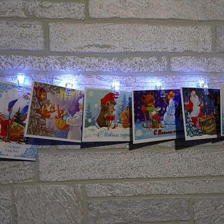 Гирлянда линейная Feron CL573 Прищепки, статичная, 1.8м USB 2700K , прозрачный шнур - фото