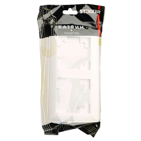 Рамка STEKKER, PFR00-7002-01 2-местная, пластик, серия Катрин, белый - фото