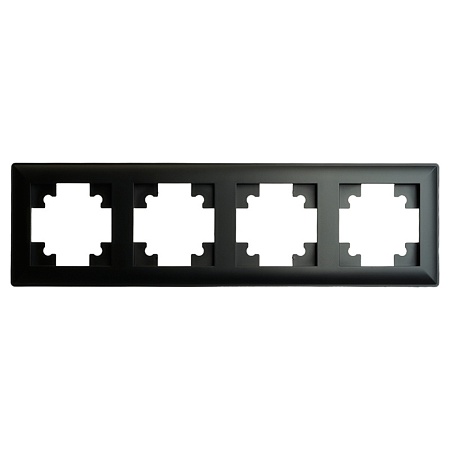 Рамка STEKKER, PFR00-7004-05 4-местная, пластик, серия Катрин, черный - фото