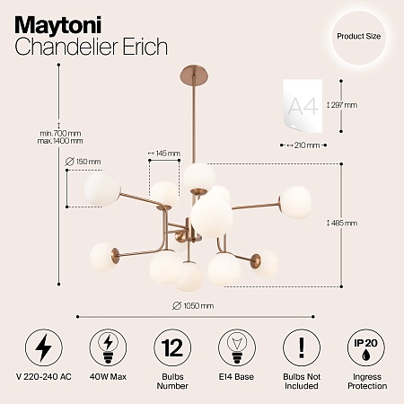 Люстра Maytoni Erich MOD221-PL-12-G - фото