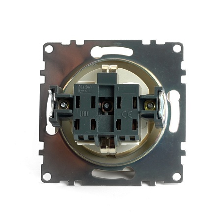 Розетка 1-местная с защитной шторкой с/з (механизм), STEKKER, GLS16-7110-08, 250В, 16А, серия Катрин, золото - фото