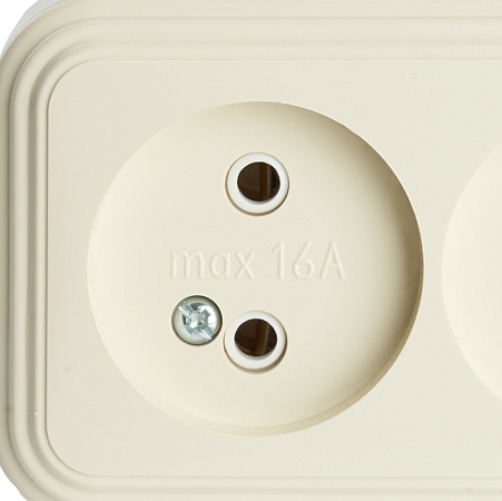 Розетка 2-местная б/з STEKKER, PST16-30-20 (RA 16-237-БЖ), пластик АВС, 250В, 16А, IP20, слоновая кость - фото