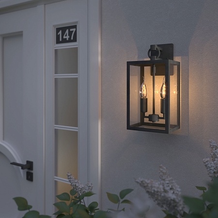 Уличный настенный светильник Candle D 35150/D черный Elektrostandard - фото