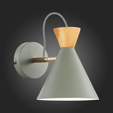 Светильник настенный Серый, Золотистый/Серый, Темное дерево E14 1*40W SLE125111-01 - фото